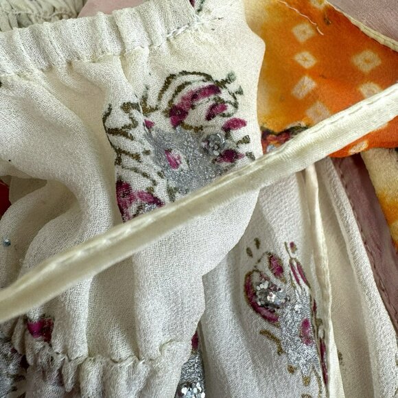 Juliet Dunn Dress Silk V Neck Mini Sequin Hand Embroidered Free Size Sleeveless - Picture 8 of 9